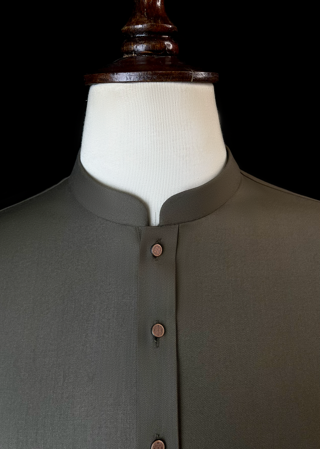 Earthy Olive Green Shalwar Kameez In Imported Suiting Fabric (Winter Collection)