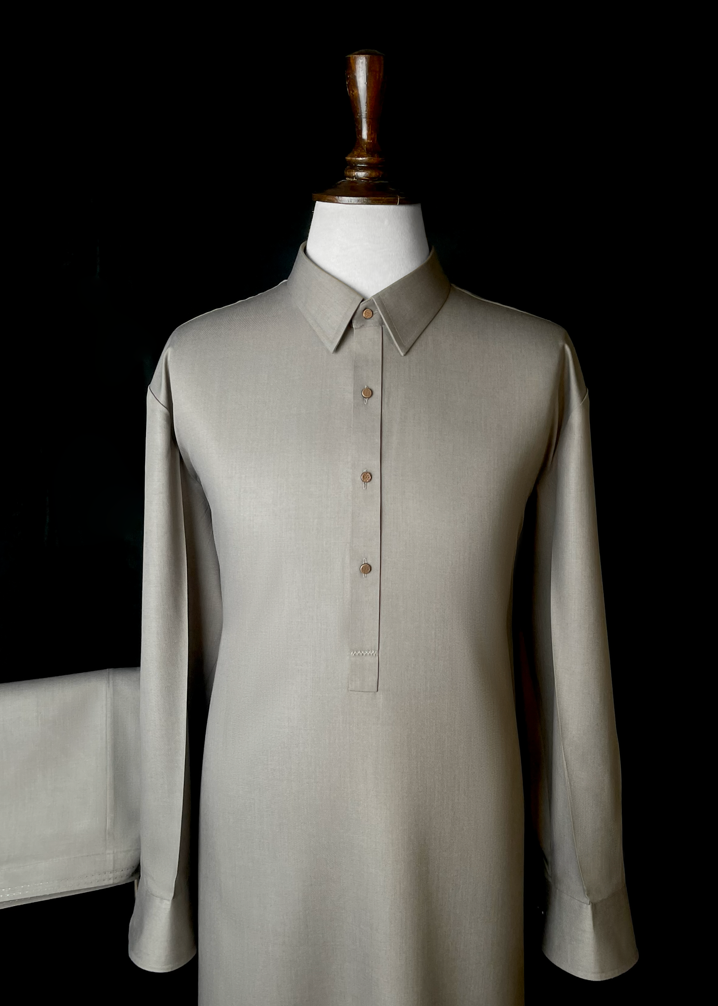 Soft Ash Grey Shalwar Kameez In Suiting Fabric (Winter Collection)