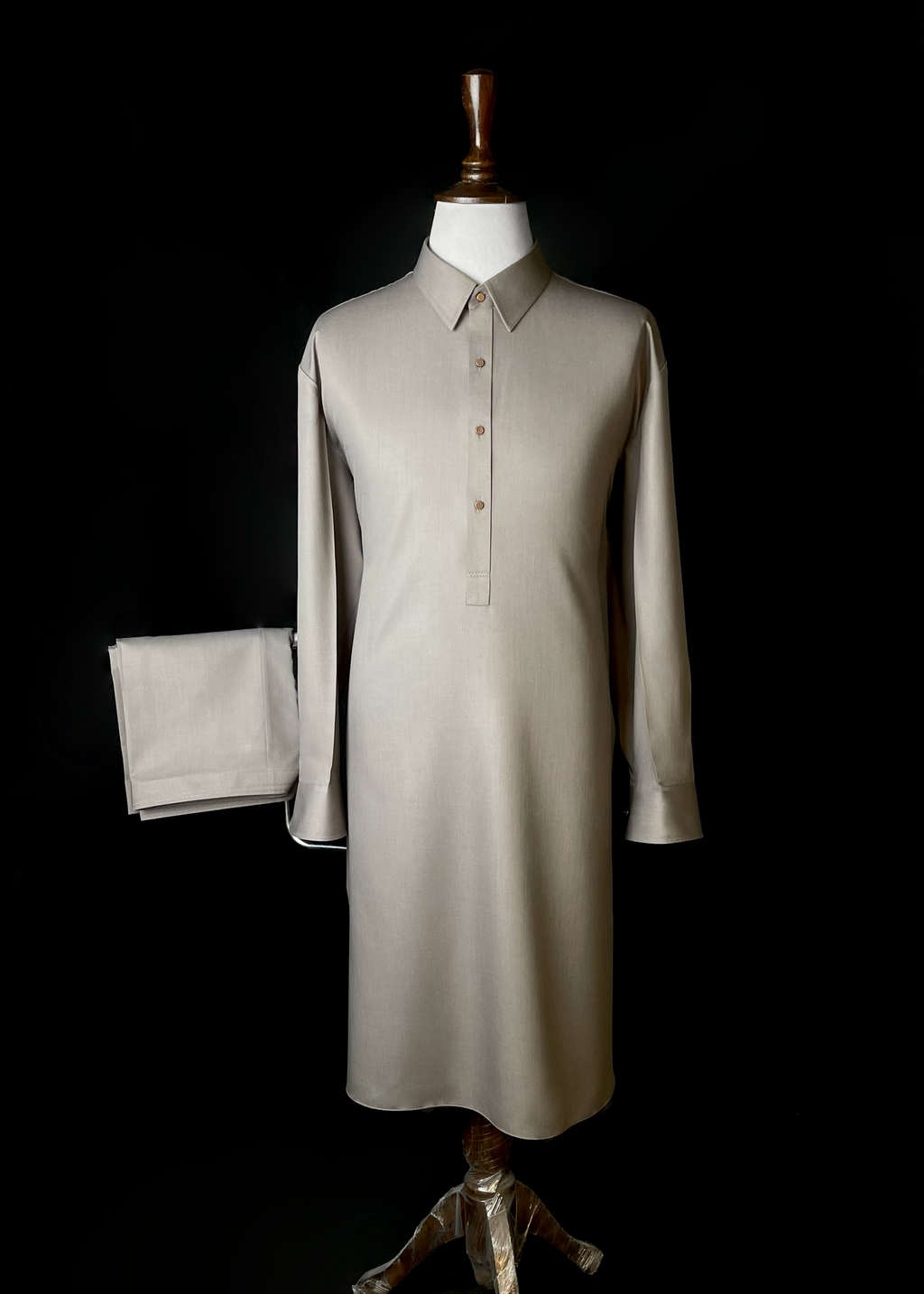 Soft Ash Grey Shalwar Kameez In Suiting Fabric (Winter Collection)