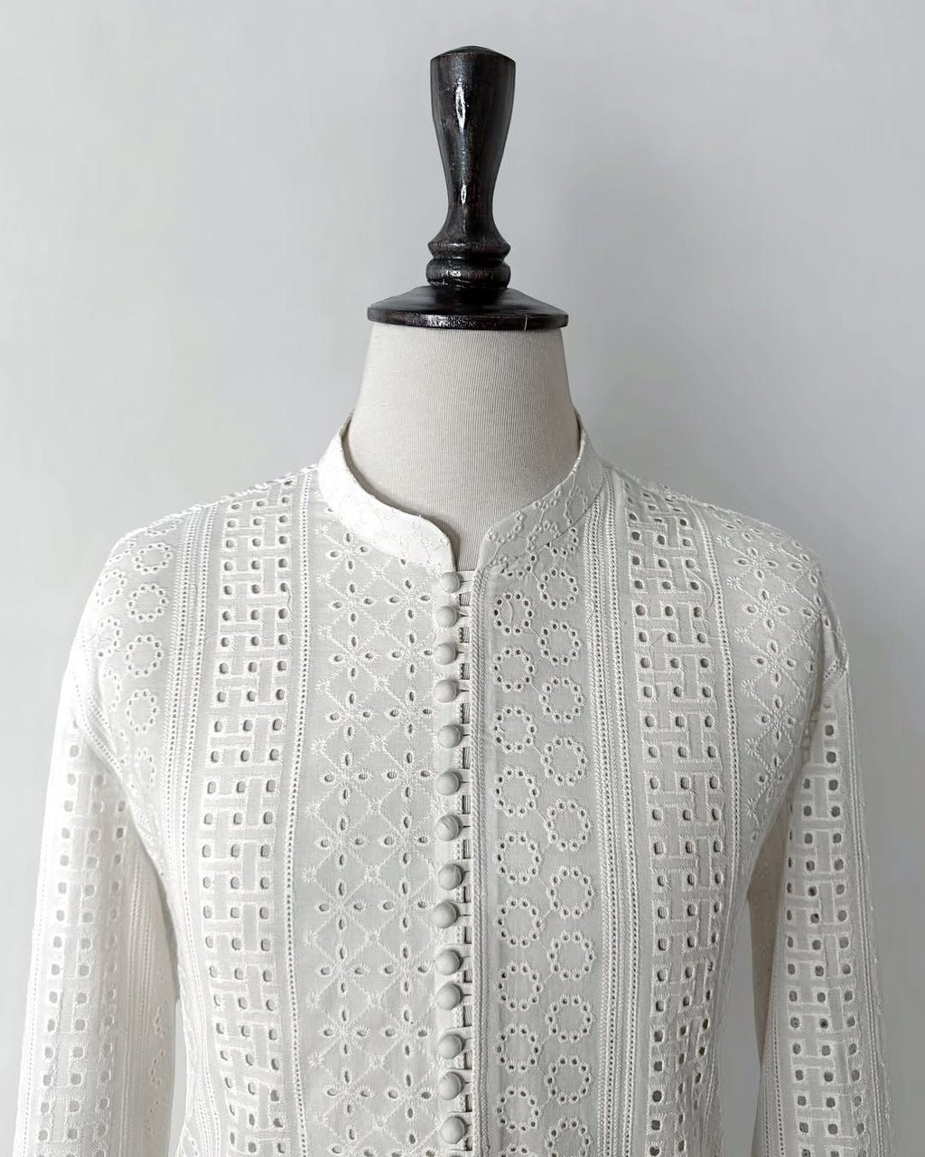 White 3 Piece Shalwar Kameez with Waistcoat & Khussa