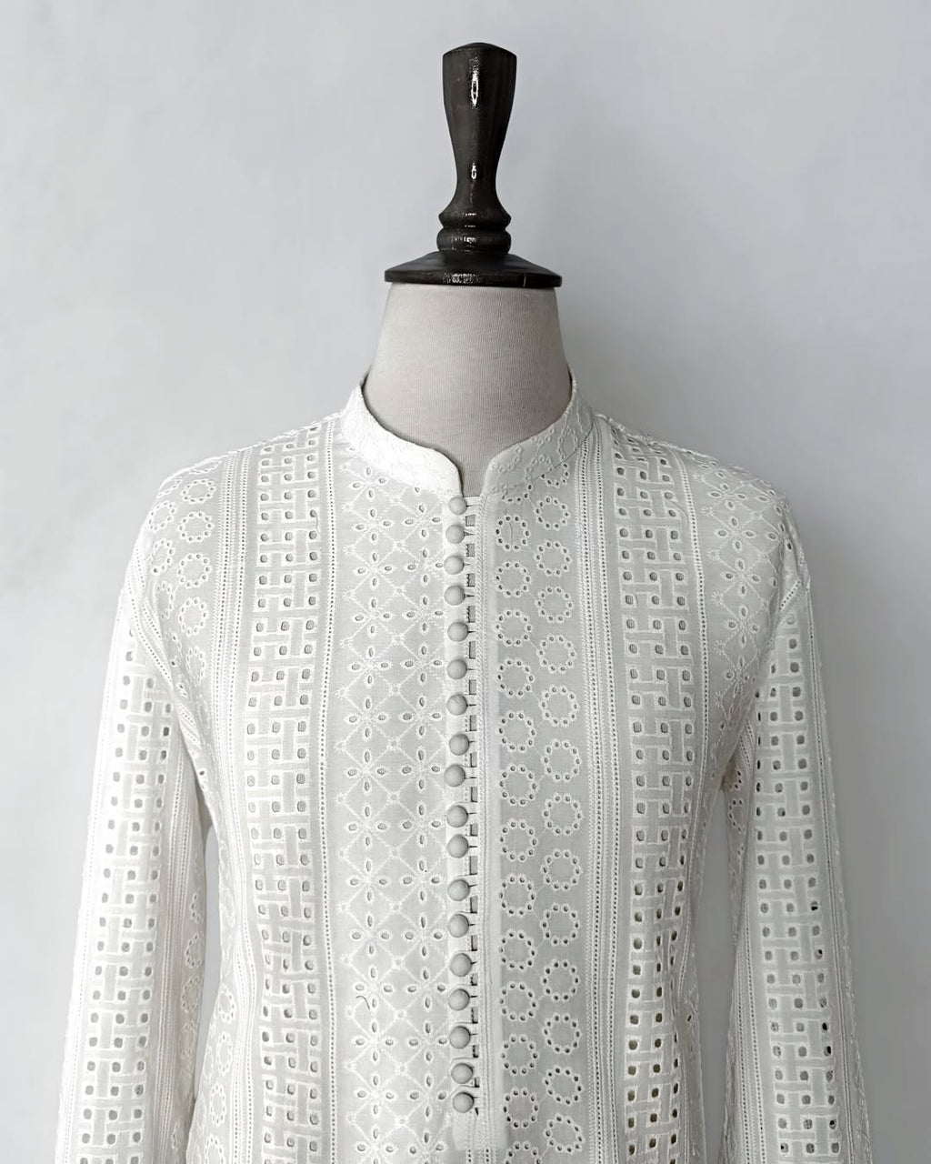 White 3 Piece Shalwar Kameez with Waistcoat & Khussa