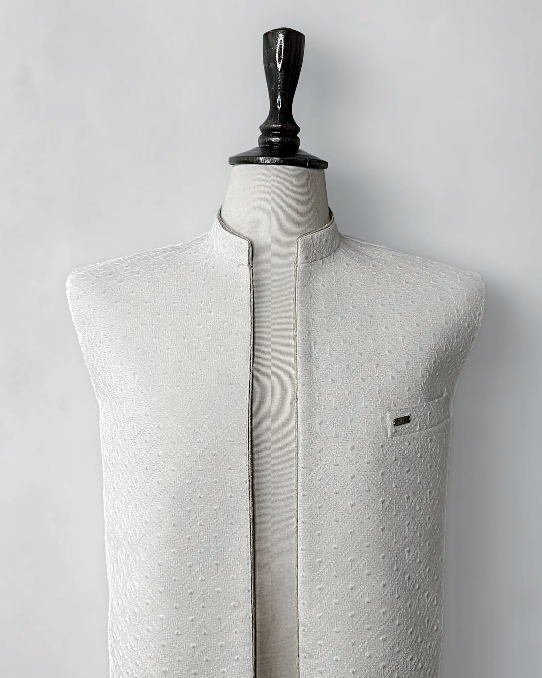 White 3 Piece Shalwar Kameez with Waistcoat And Khussa