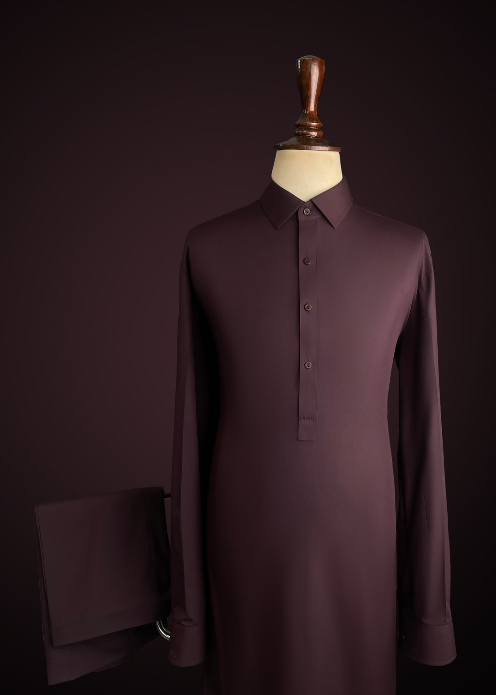 Deep Plum Purple Wash & Wear Shalwar Kameez