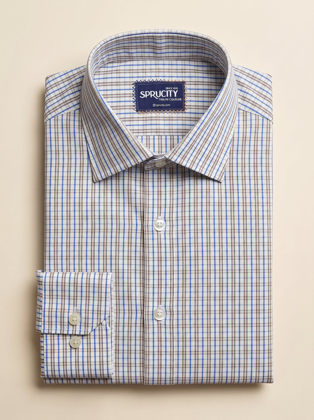 Blue, Brown & White Check Shirt