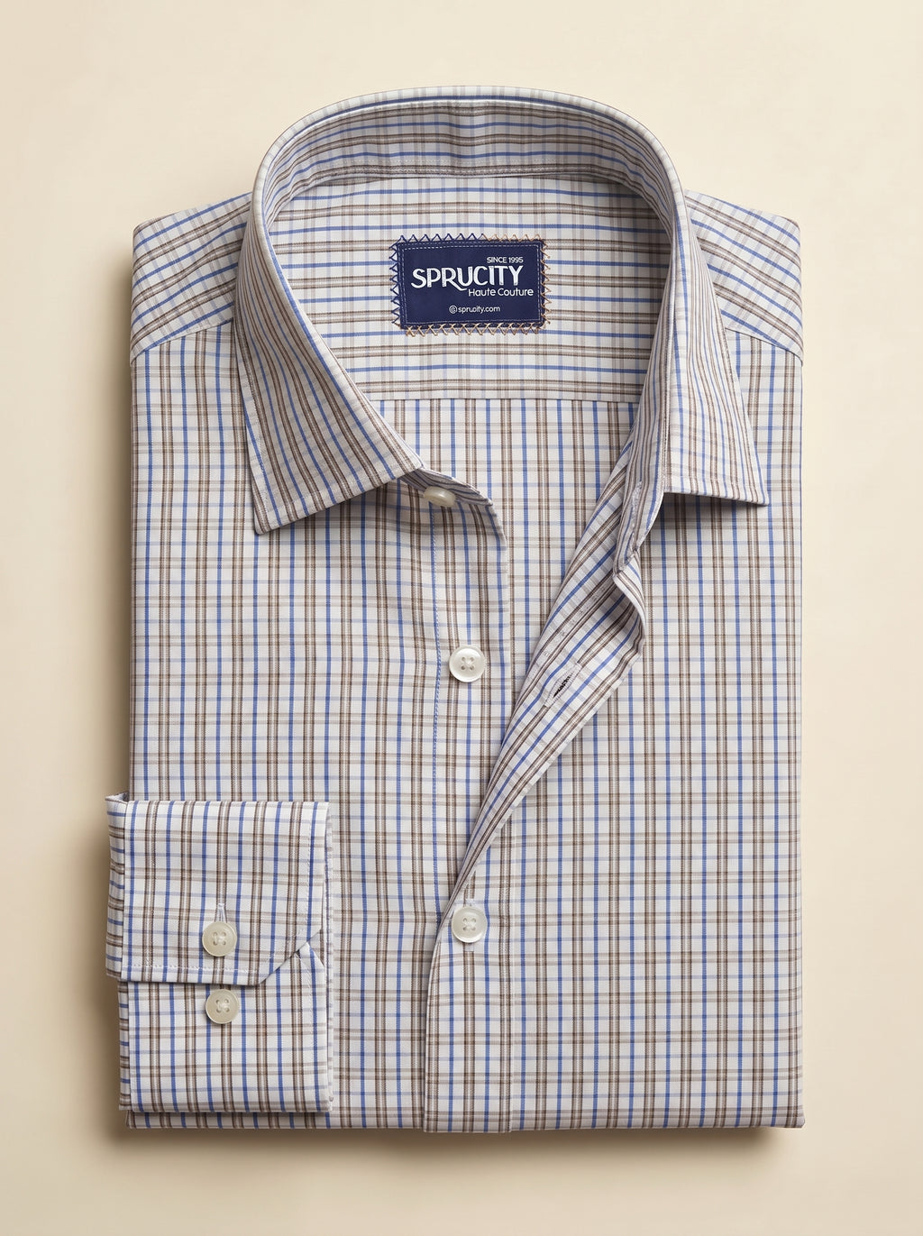 Blue, Brown & White Check Shirt