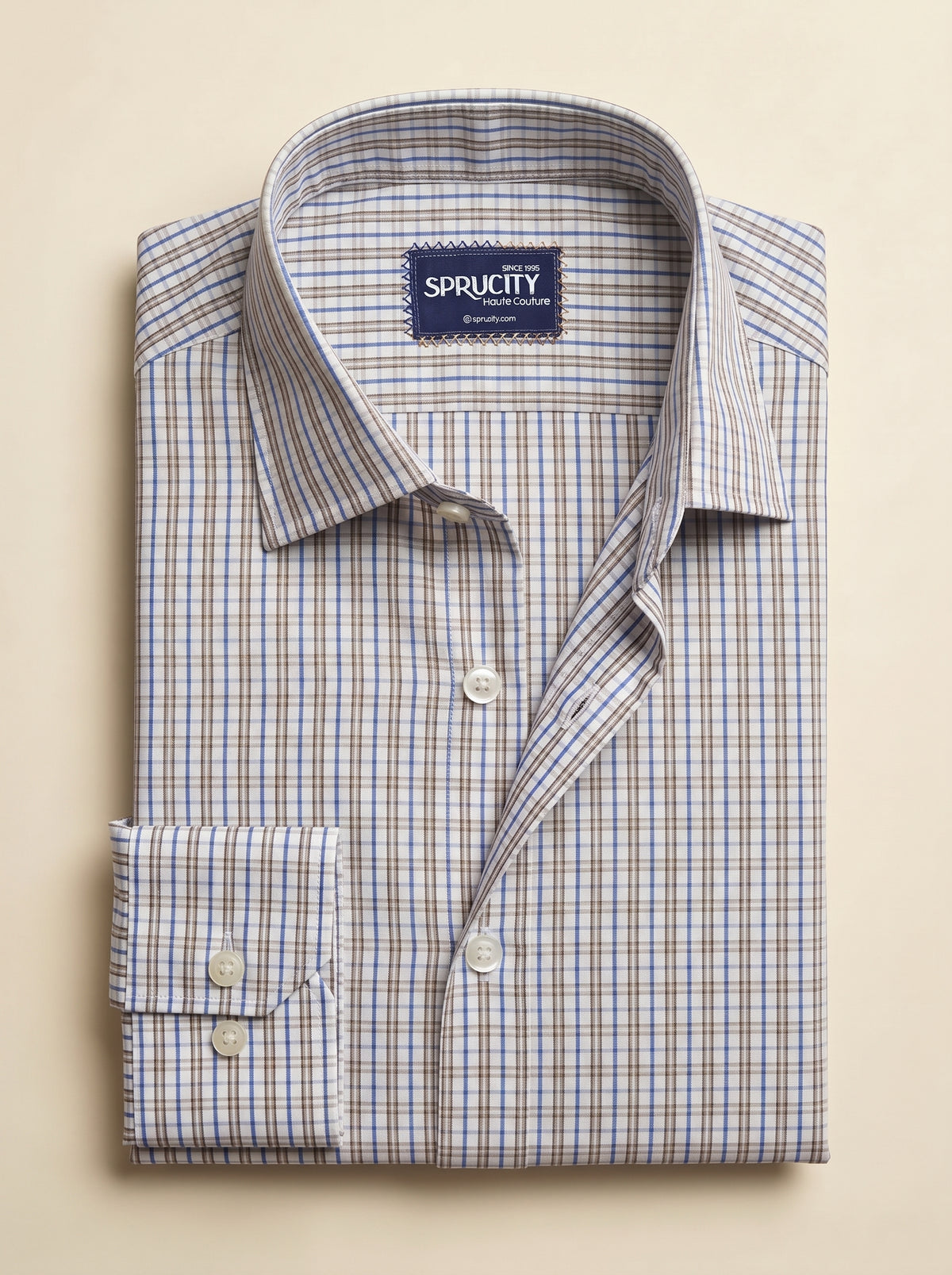 Blue, Brown & White Check Shirt