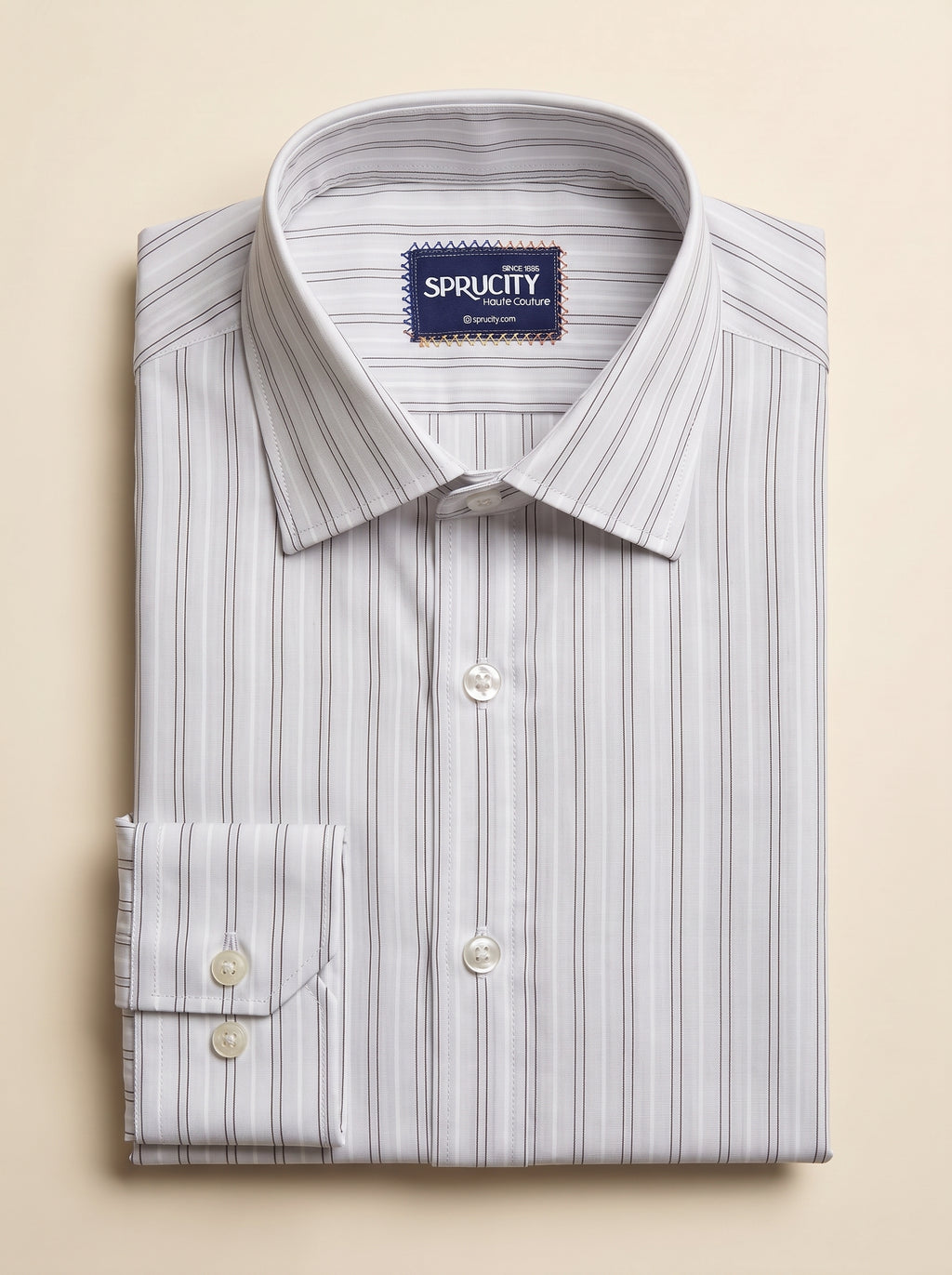 White & Burgundy Double Micro-Zigzag Stripe Shirt