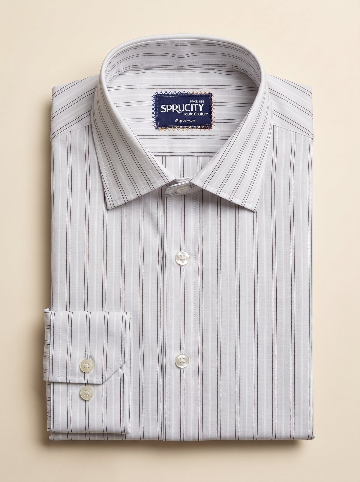 White & Burgundy Double Micro-Zigzag Stripe Shirt