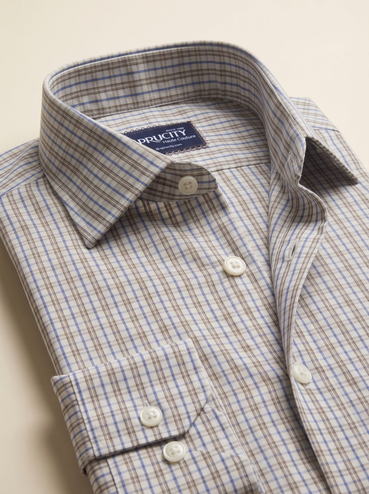 Blue, Brown & White Check Shirt