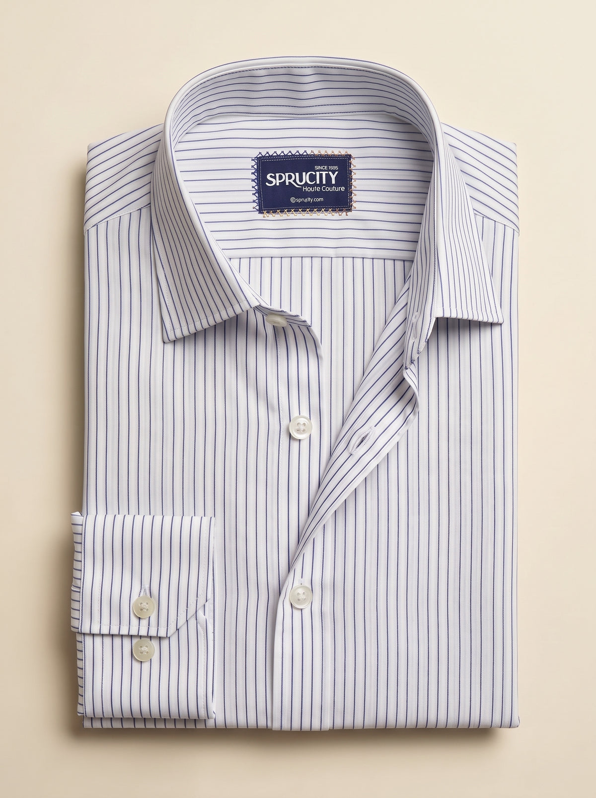 White & Blue Micro-Zigzag Stripe Shirt