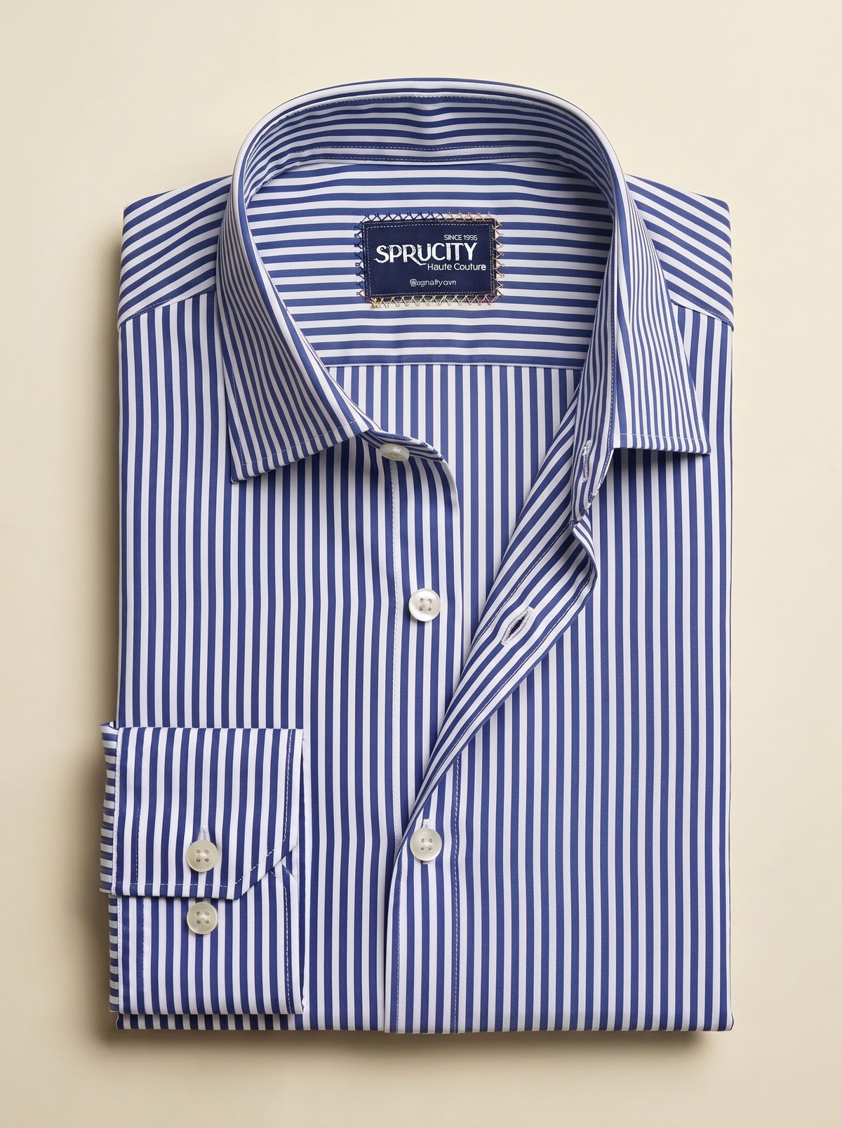Royal Blue & White Striped Shirt