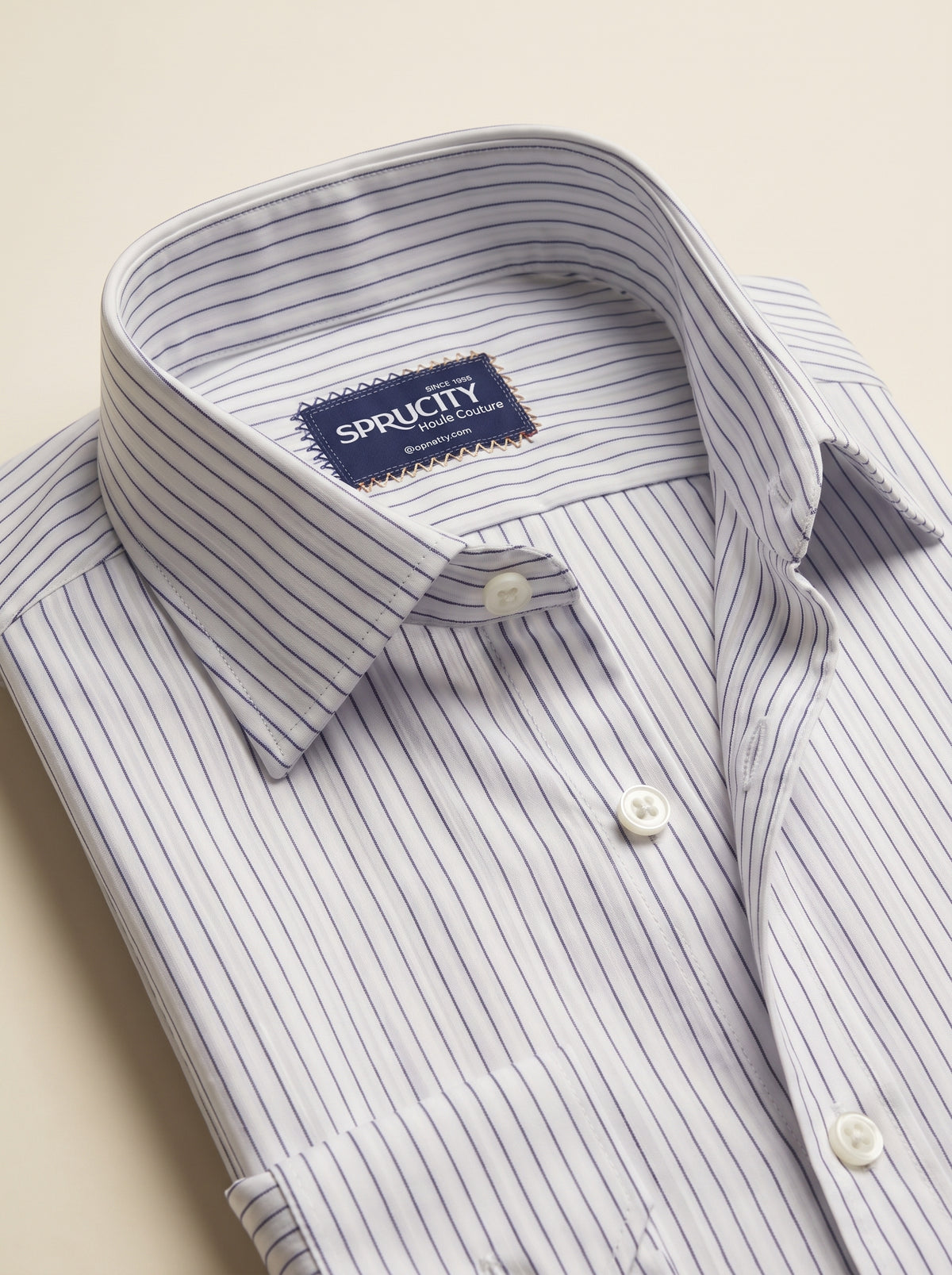 White & Blue Micro-Zigzag Stripe Shirt