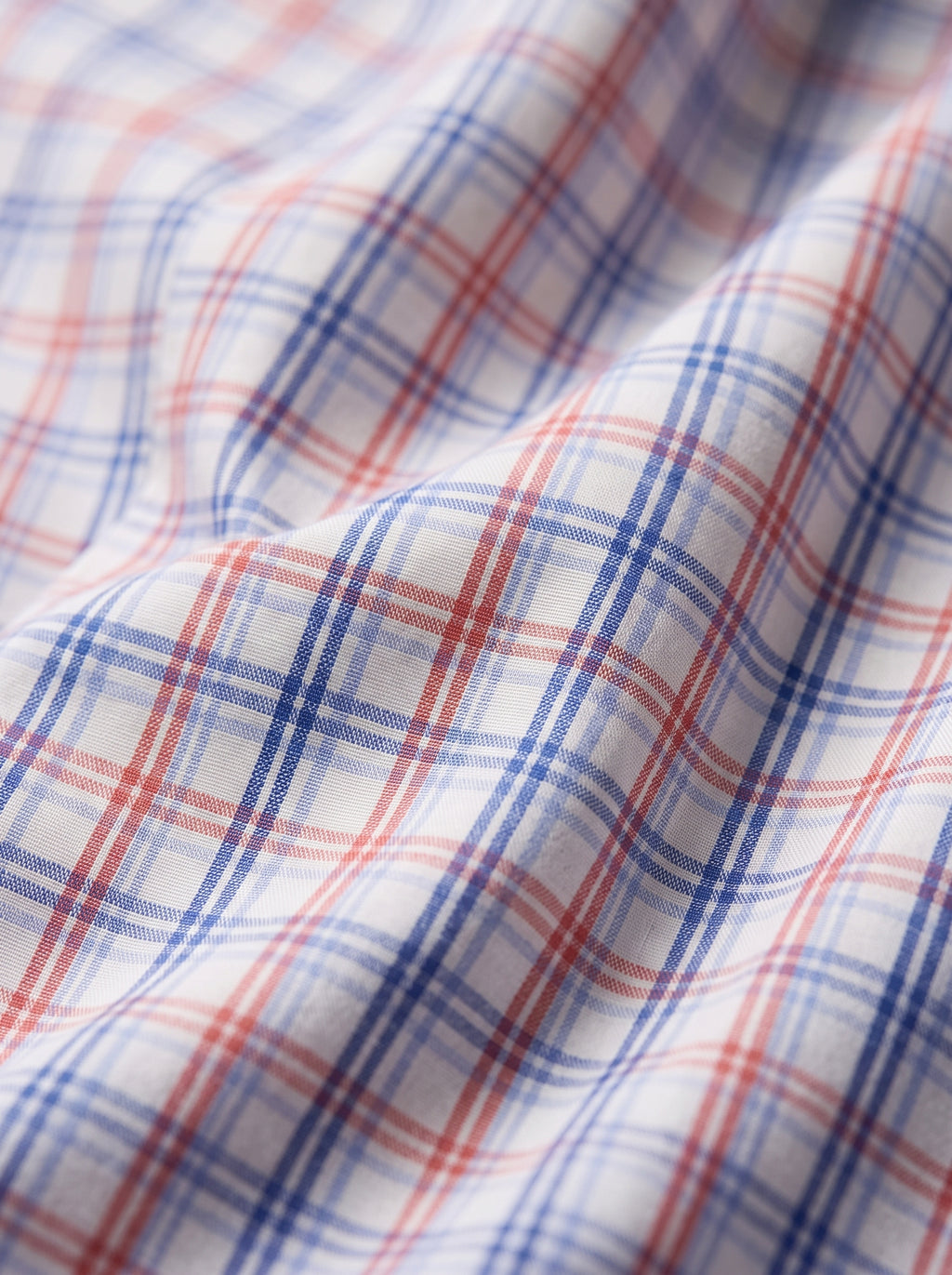 Red & Blue Double Stripe White Check Shirt