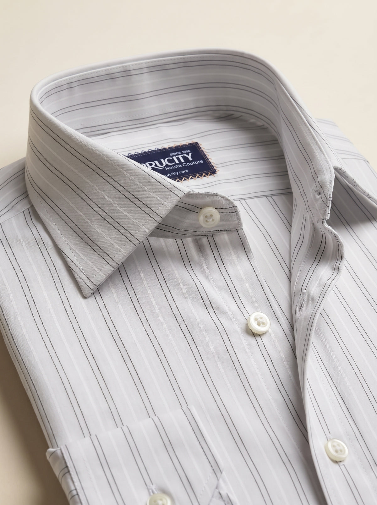 White & Burgundy Double Micro-Zigzag Stripe Shirt