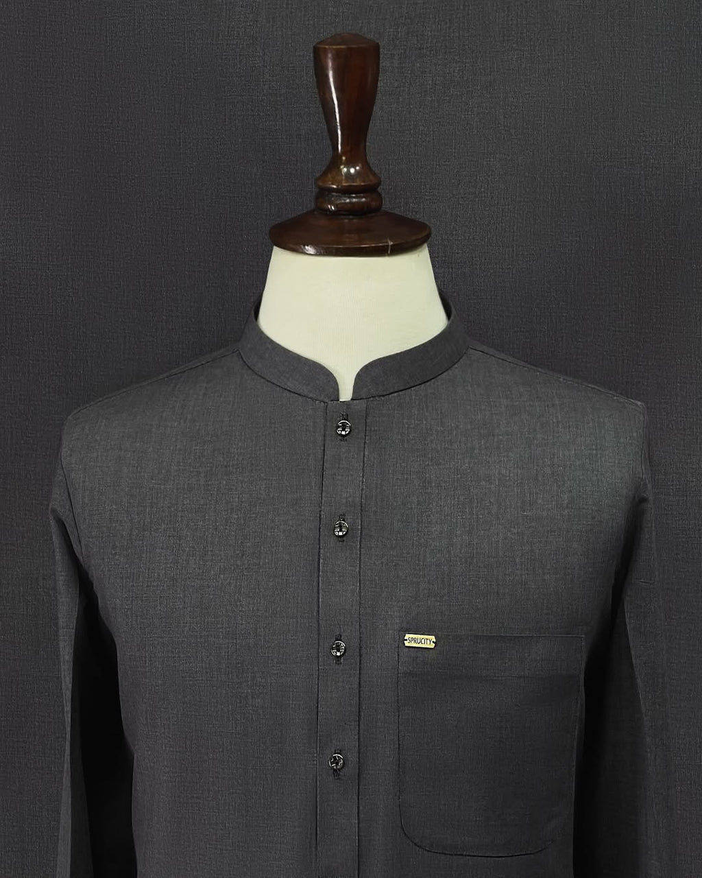 Textured Dark Grey Shalwar Kameez - Sprucity
