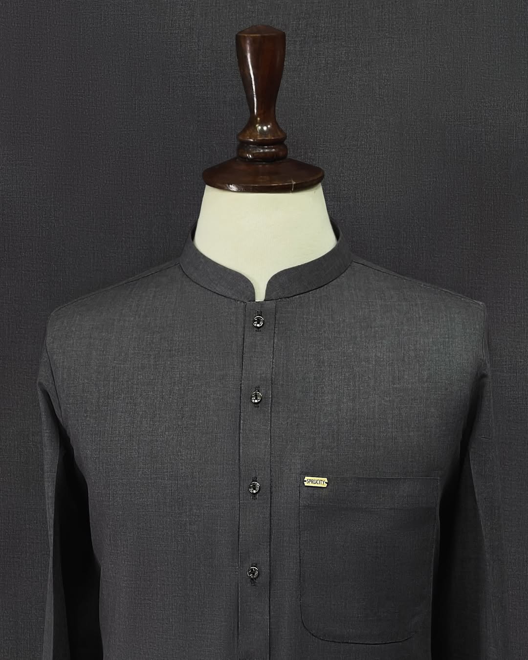 Textured Dark Grey Shalwar Kameez - Sprucity