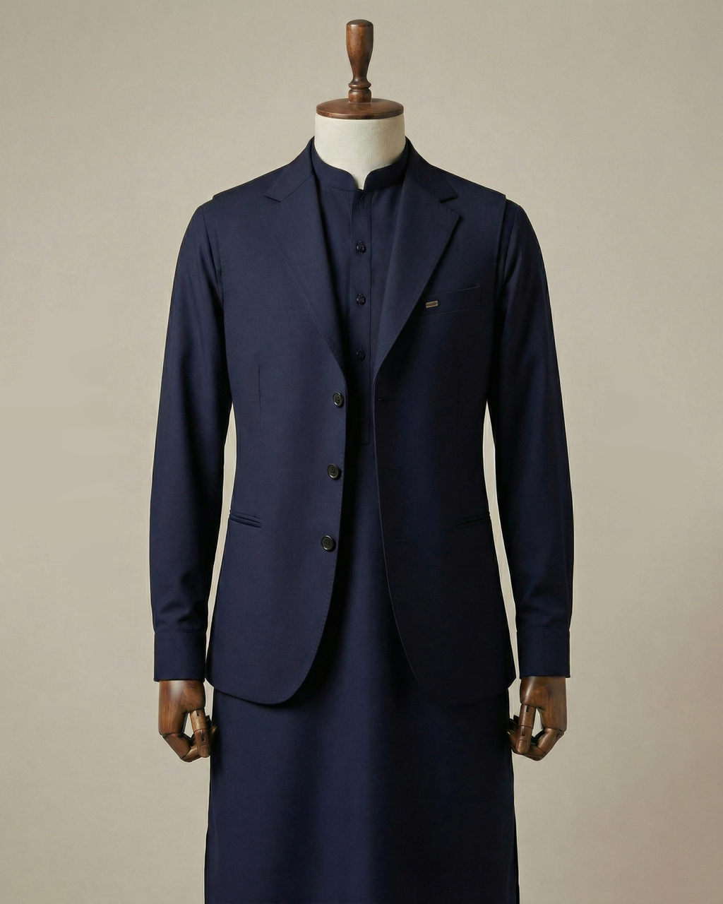 Navy Blue Shalwar Kameez With Matching Waistcoat