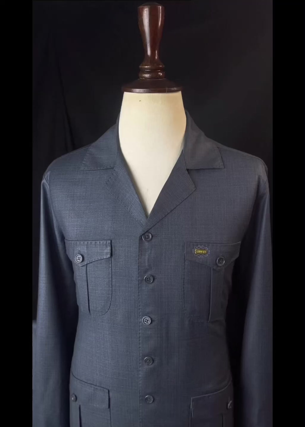 Midnight Steel Bespoke Safari Suit