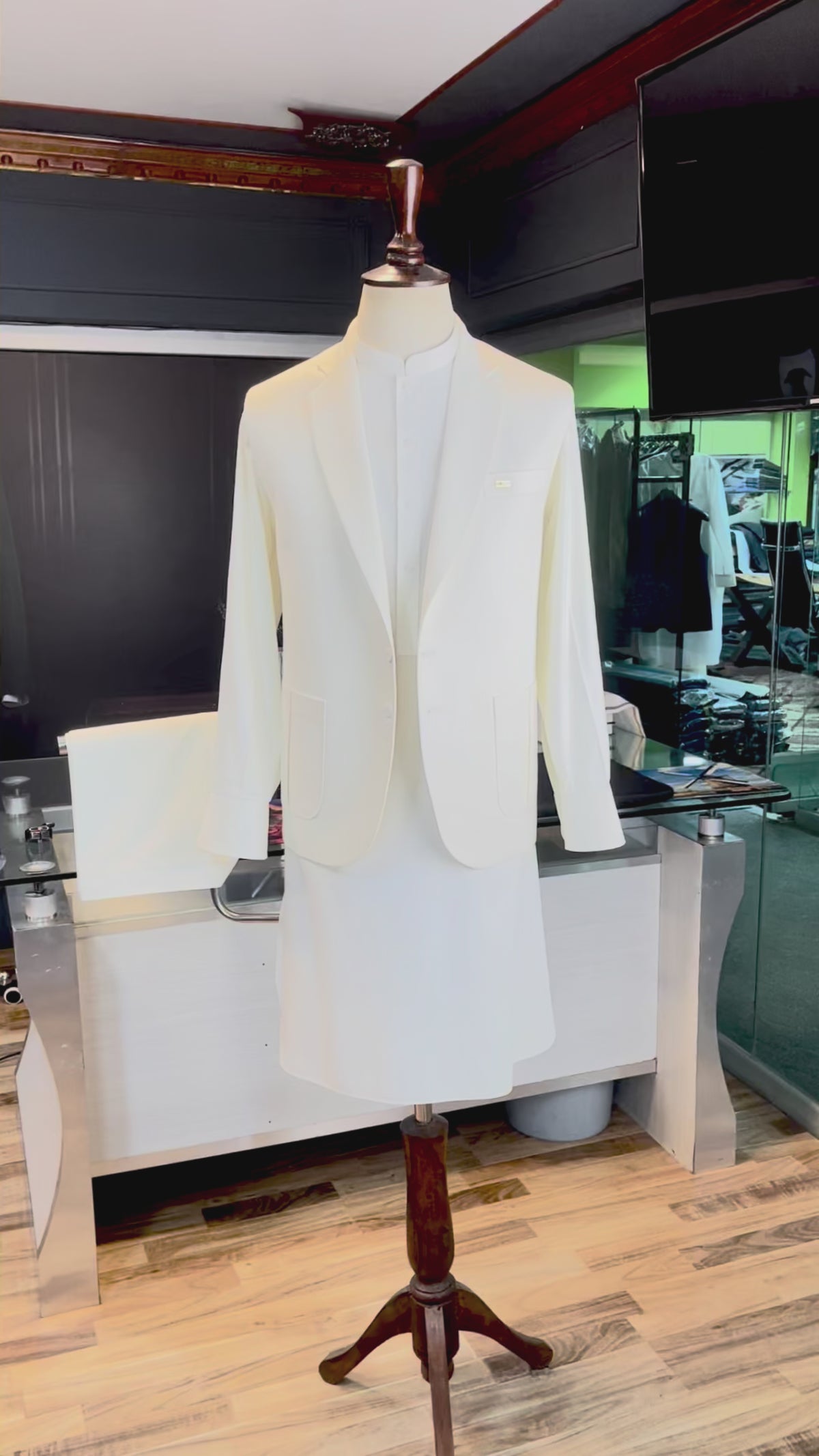 Ivory Shalwar Kameez with Matching Waistcoat
