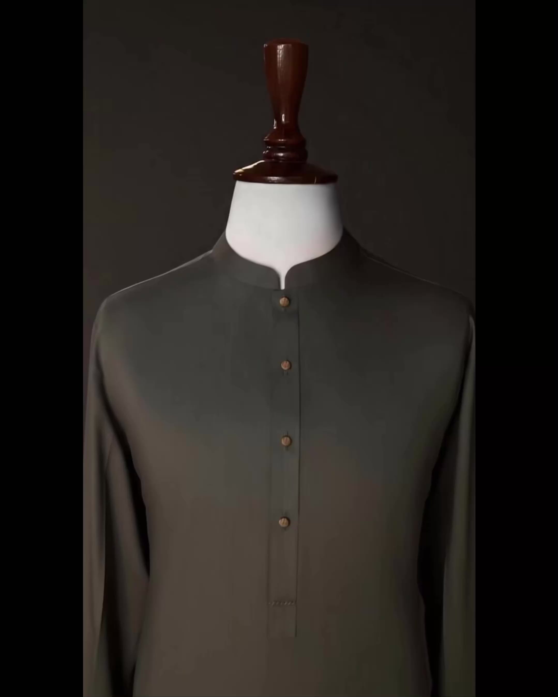 Dark Olive Green Shalwar Kameez In Imported Suiting Fabric (Winter Collection)