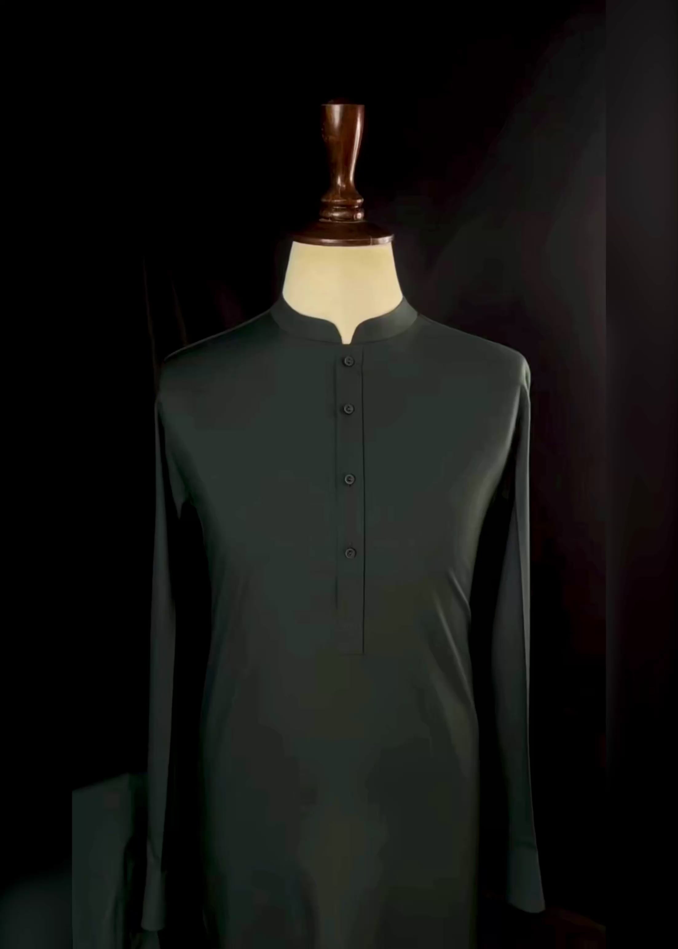 Dark Emerald Green Shalwar Kameez (Wash & Wear)