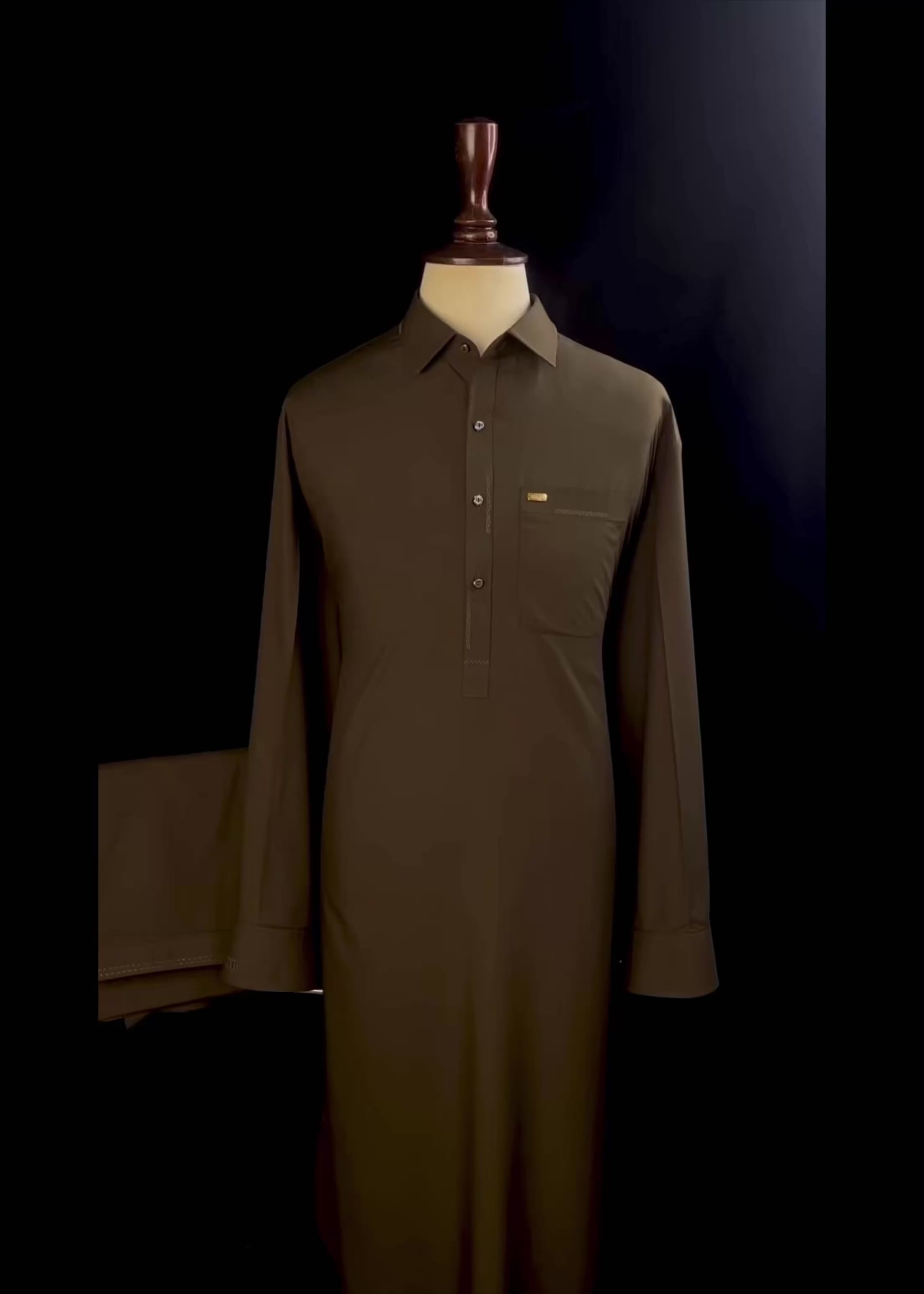 Mocha Brown Shalwar Kameez (Wash & Wear)