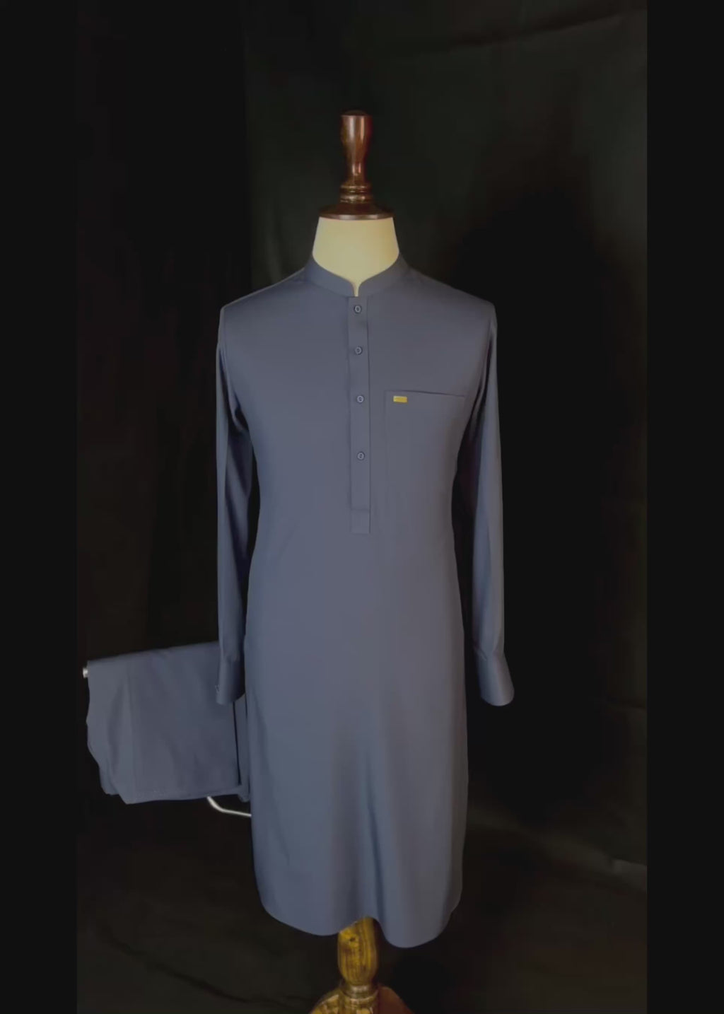 Midnight Slate Blue Shalwar Kameez (Wash & Wear)