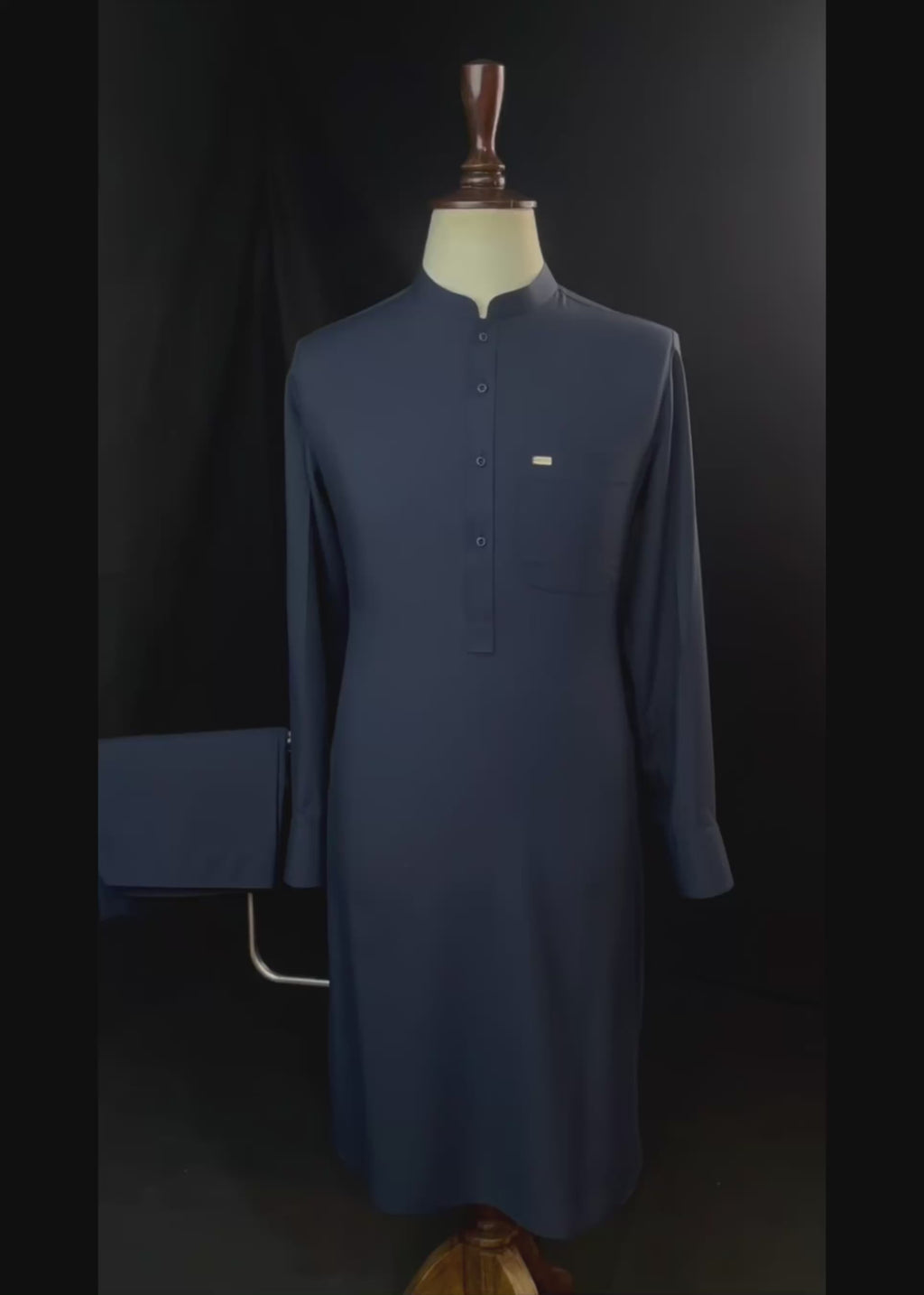 Midnight Navy Blue Shalwar Kameez In Imported Suiting Fabric (Winter Collection)