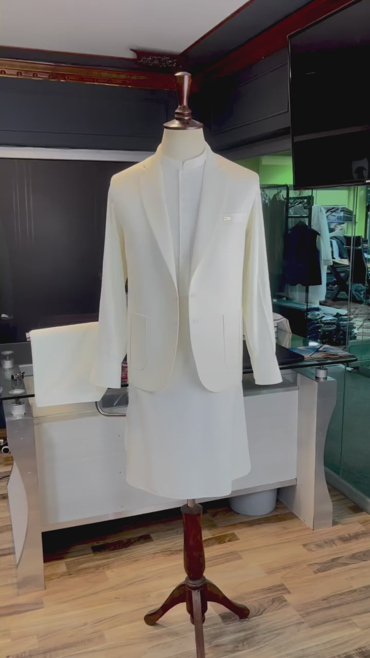 Ivory Shalwar Kameez with Matching Waistcoat