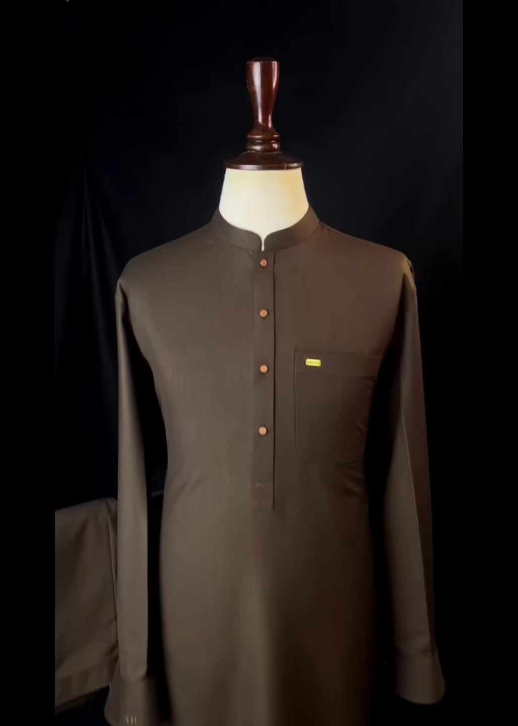 Deep Brown Shalwar Kameez In Imported Suiting Fabric (Winter Collection)