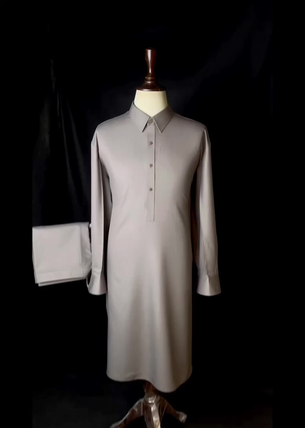 Soft Ash Grey Shalwar Kameez In Suiting Fabric (Winter Collection)