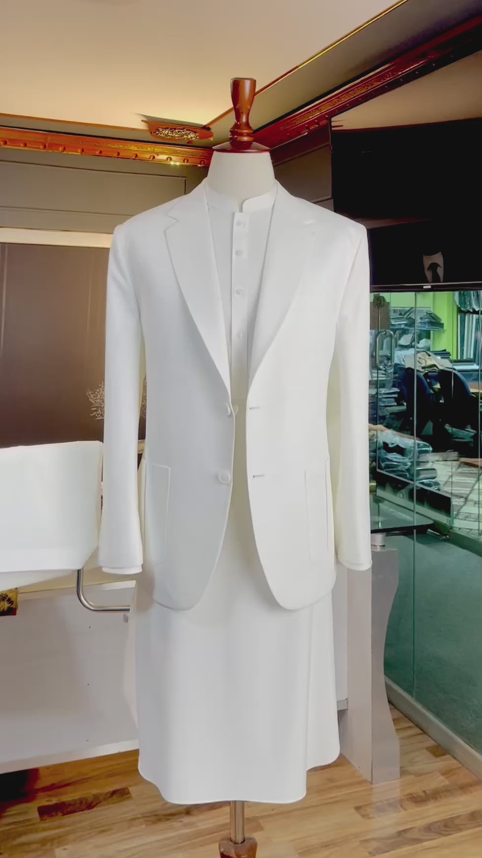 Ivory Shalwar Kameez with Matching Blazer