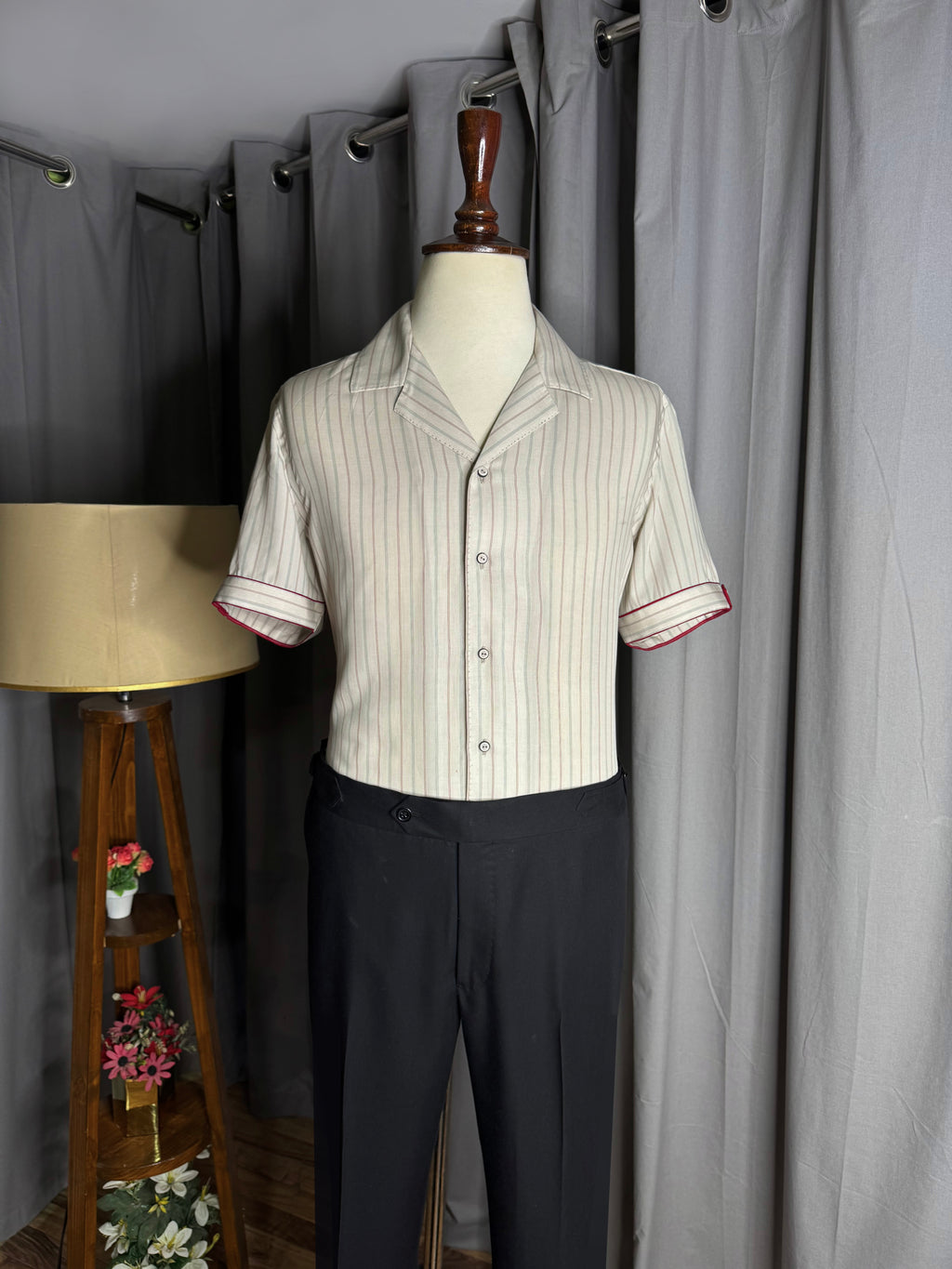 Soft Striped Coat Collar Shirt