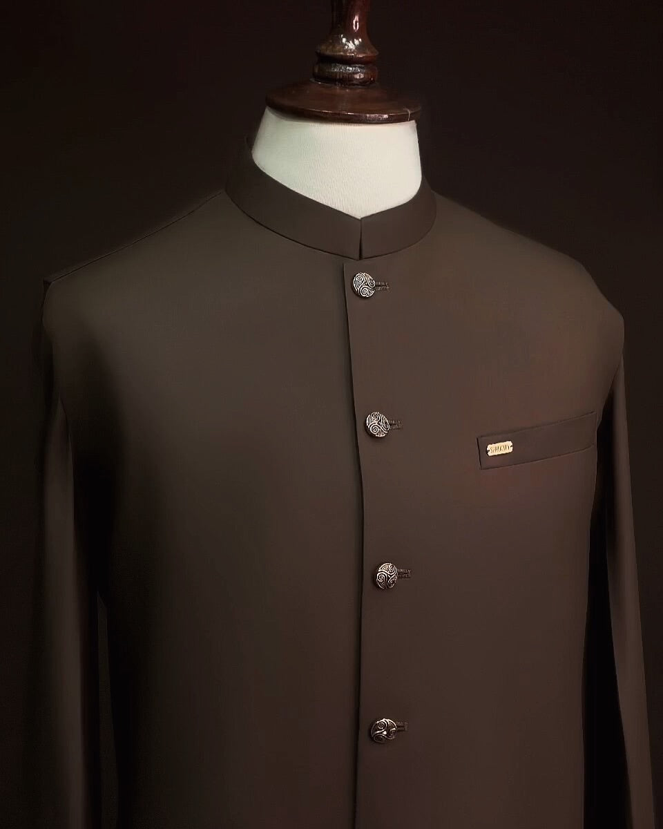 Dark Brown Waistcoat In Imported Suiting Fabric