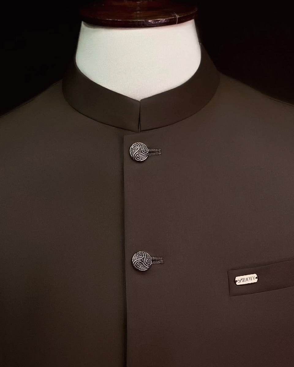 Dark Brown Waistcoat In Imported Suiting Fabric