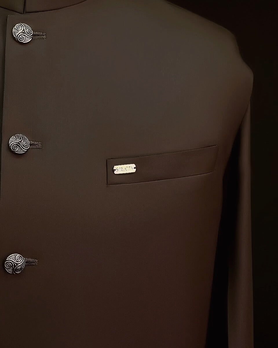 Dark Brown Waistcoat In Imported Suiting Fabric