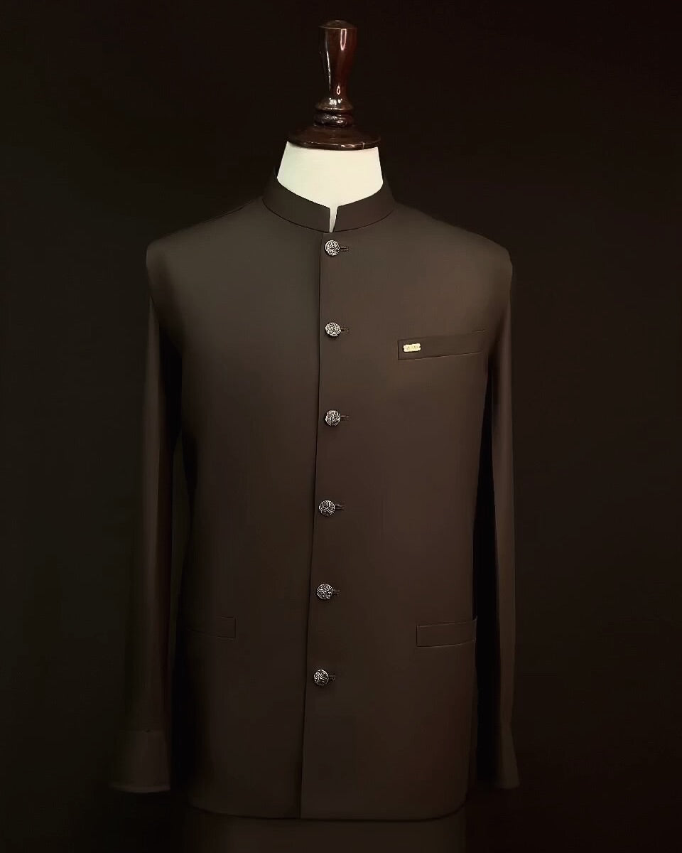 Dark Brown Waistcoat In Imported Suiting Fabric