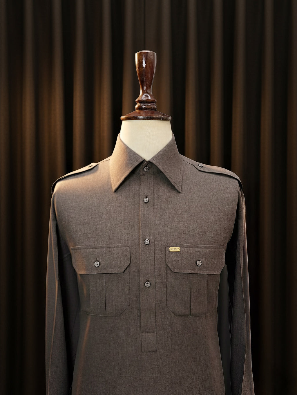 Ash Rose Grey Shalwar Kameez (Wash & Wear)