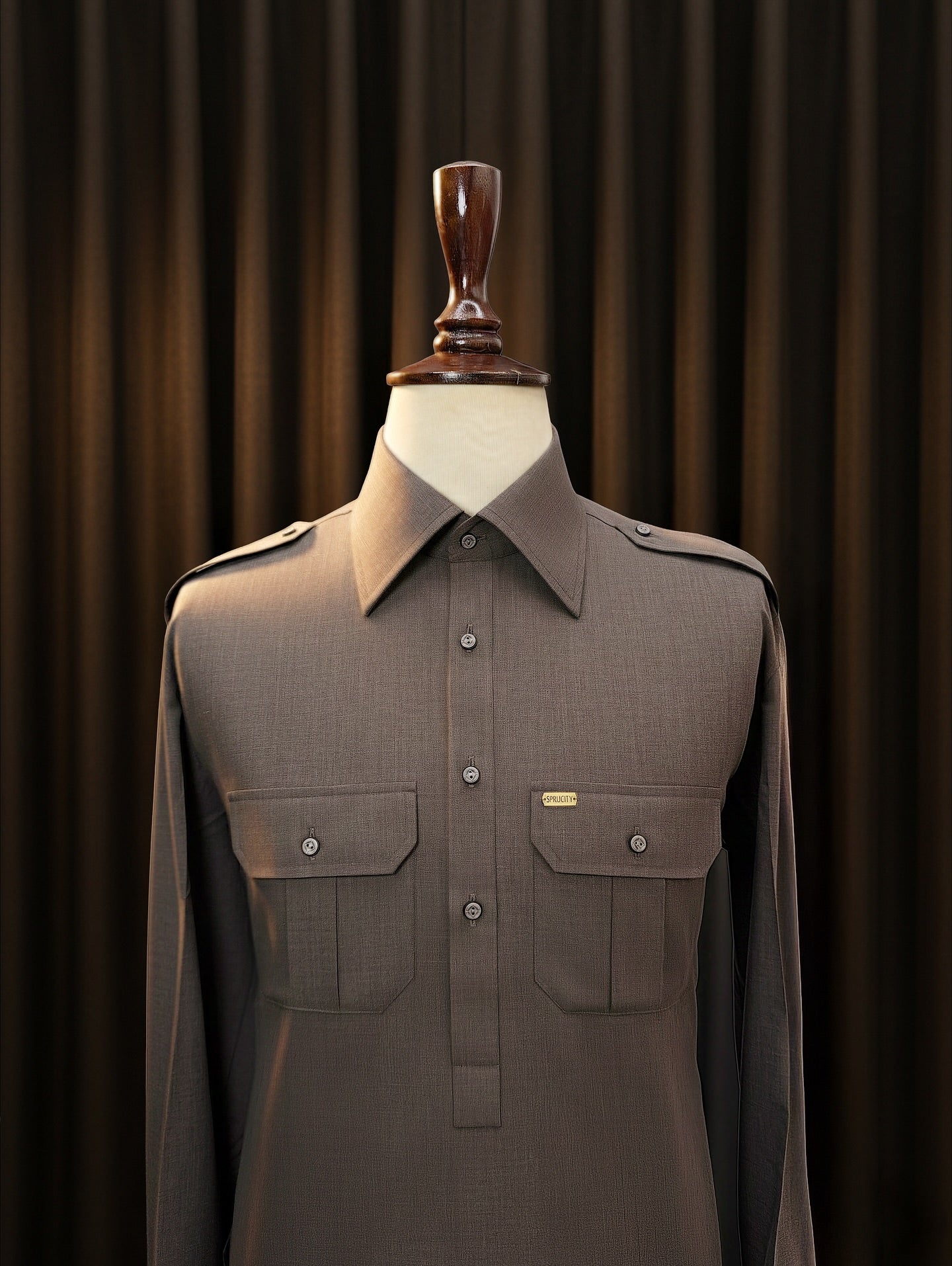 Ash Rose Grey Shalwar Kameez (Wash & Wear)