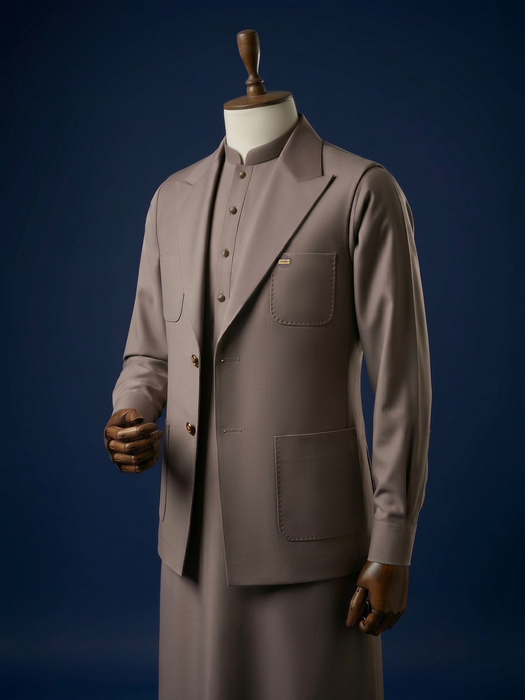Taupe Grey Shalwar Kameez with Matching Waistcoat