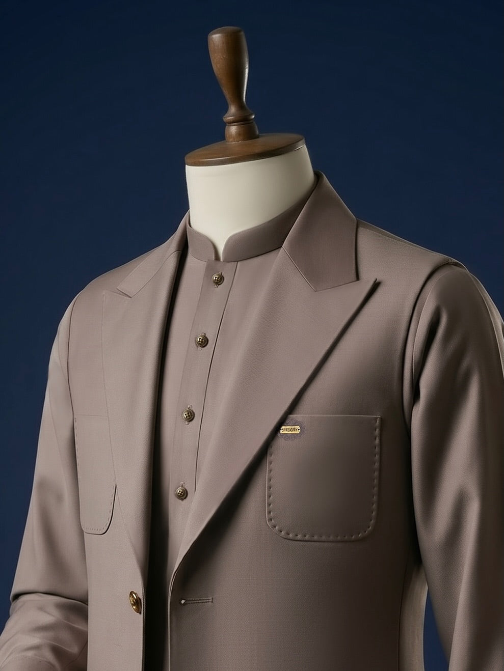 Taupe Grey Shalwar Kameez with Matching Waistcoat