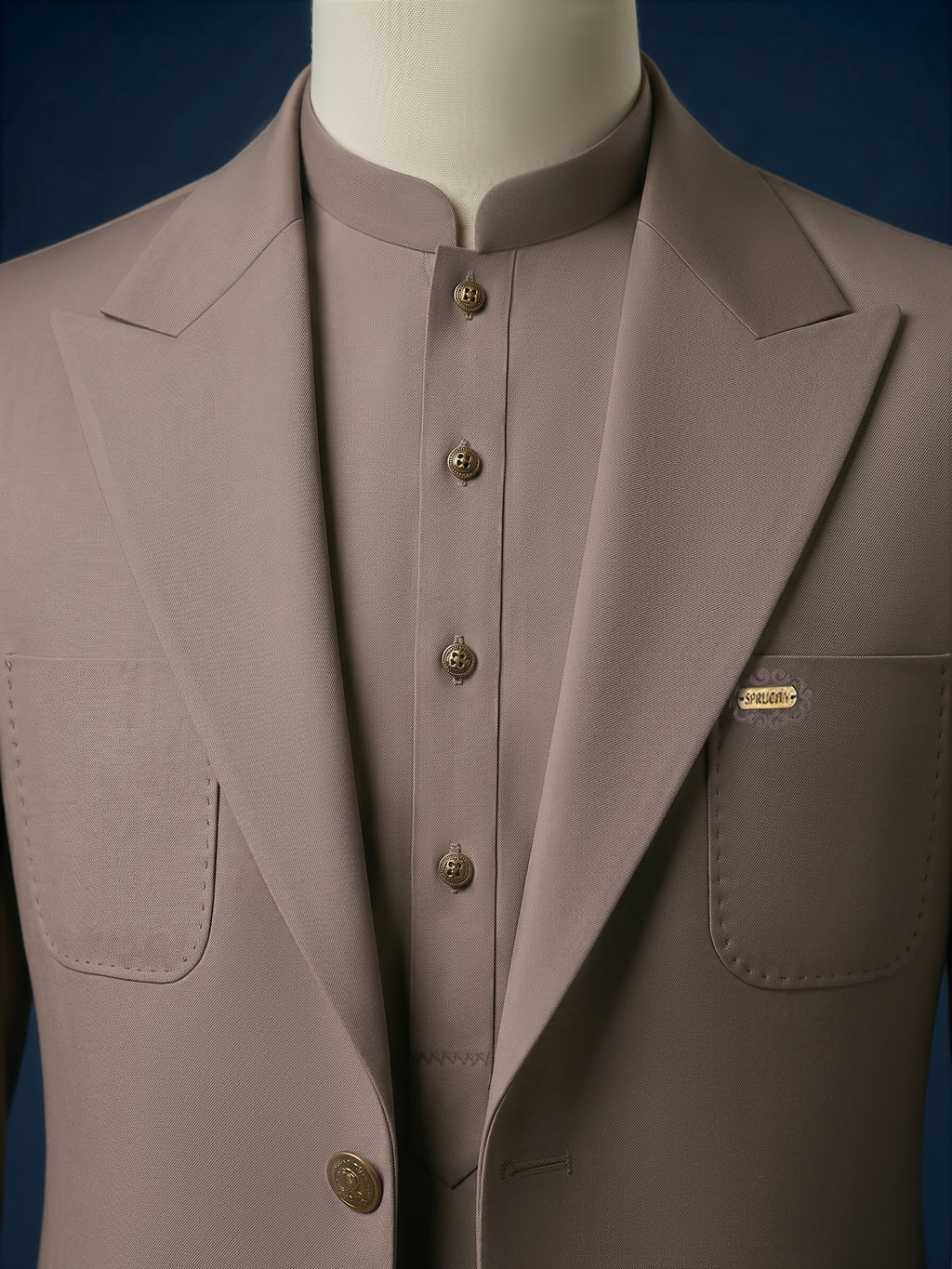 Taupe Grey Shalwar Kameez with Matching Waistcoat