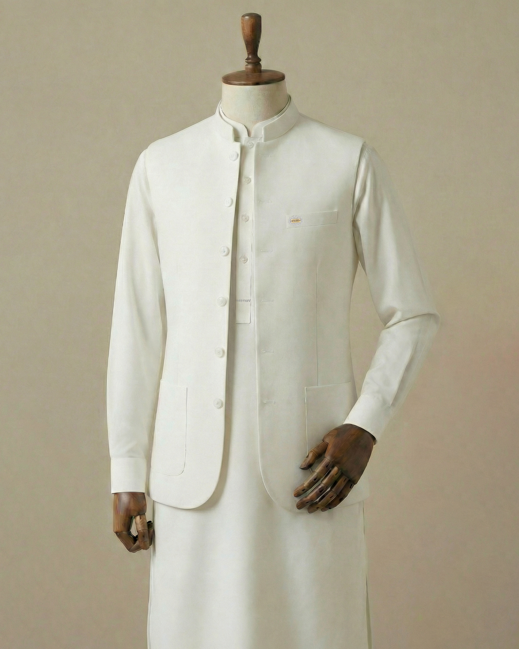 Classic White Shalwar Kameez With Matching Waistcoat