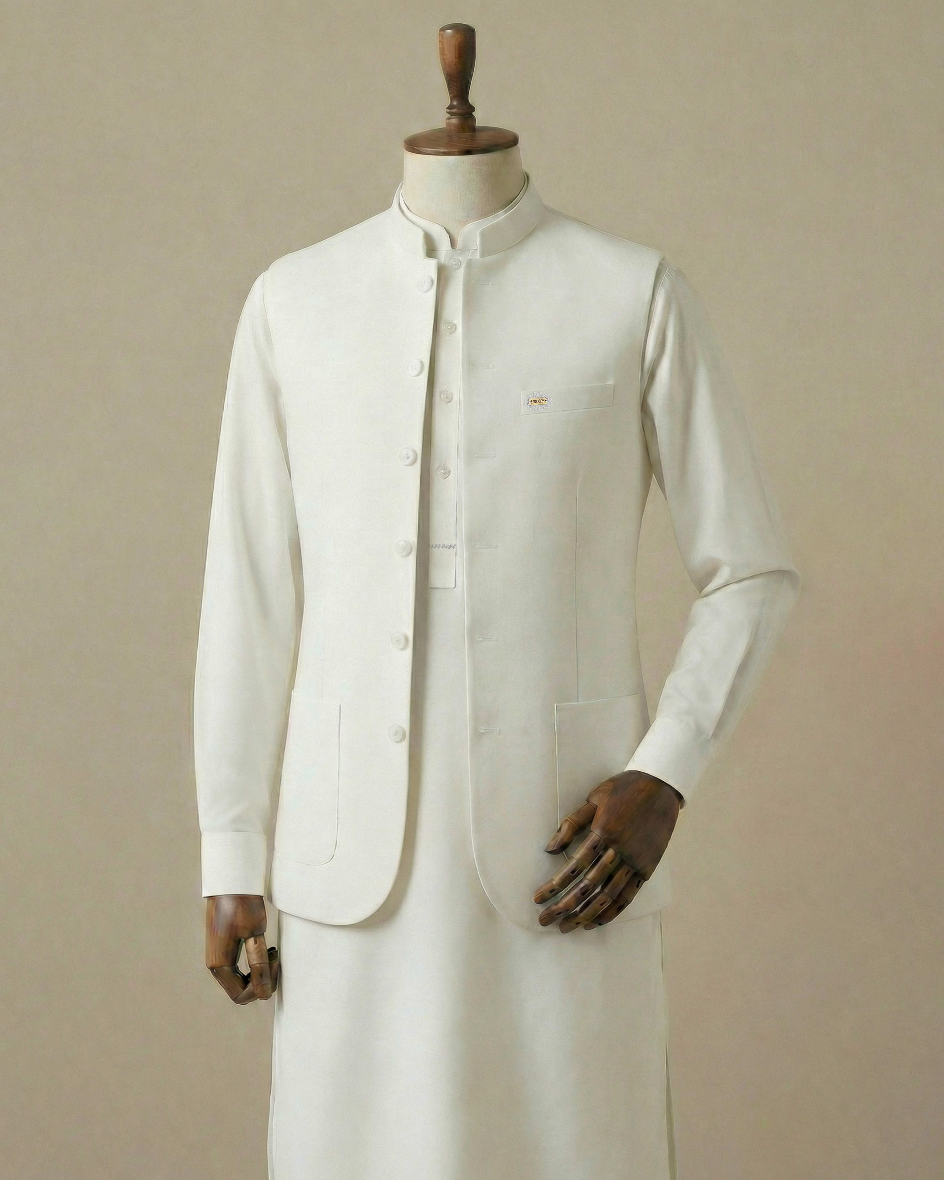 Classic White Shalwar Kameez With Matching Waistcoat