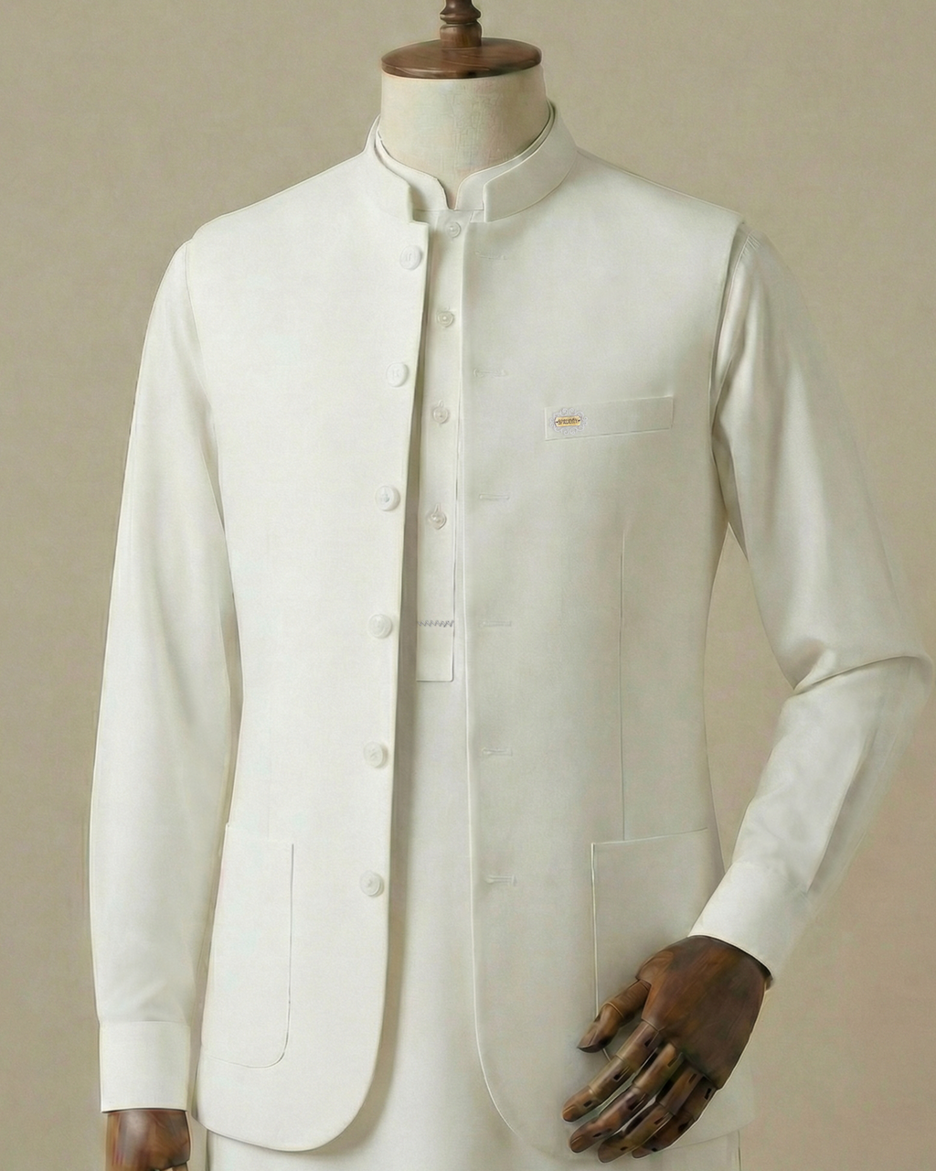 Classic White Shalwar Kameez With Matching Waistcoat