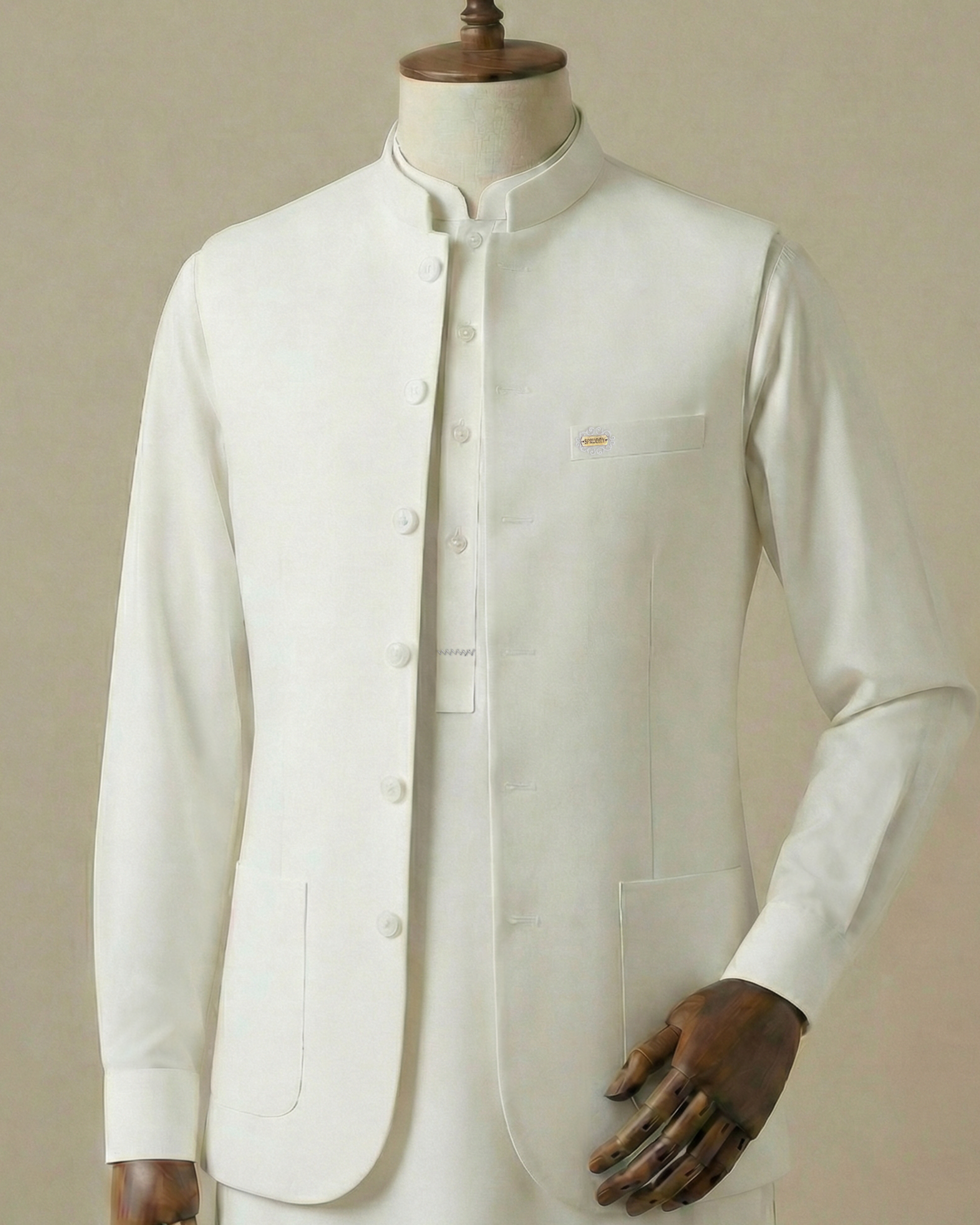 Classic White Shalwar Kameez With Matching Waistcoat
